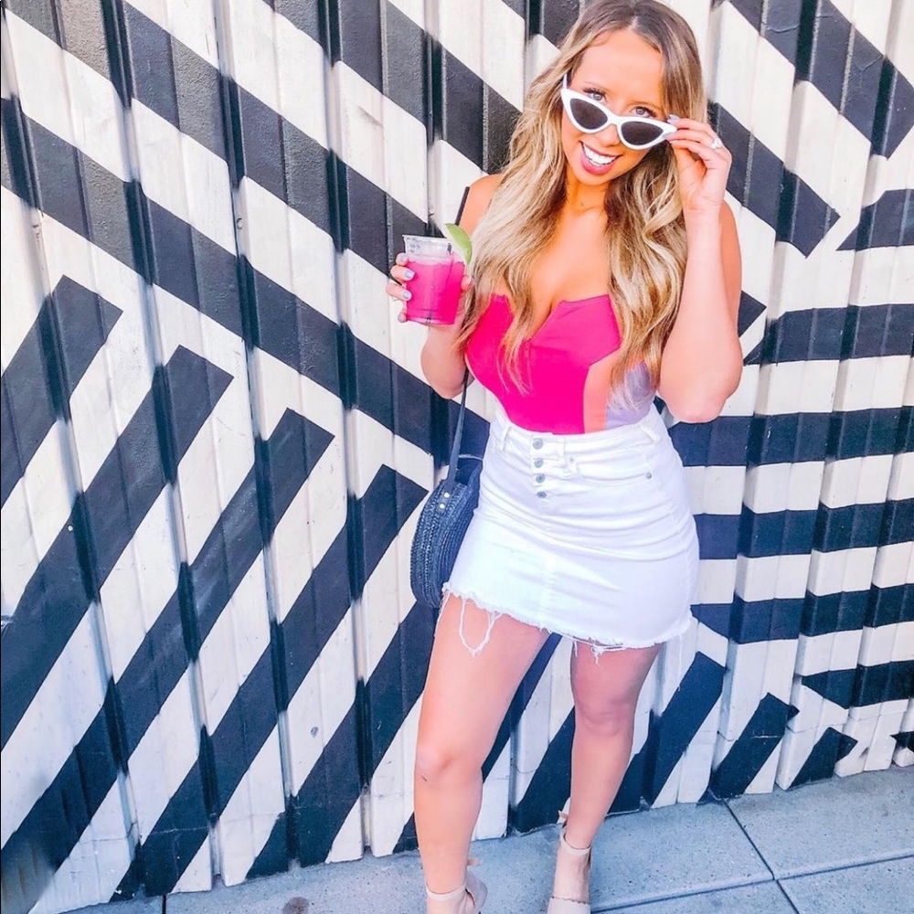 Zip front multi-color bodysuit